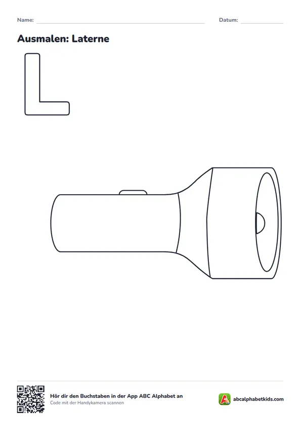 Ausmalbild zum Buchstaben L: Laterne